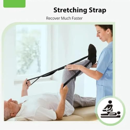 10 Loops Stretching Strap Yoga Strap for Home Workout, Exercise, Pilates and Gymnastics, Non-Elastic Stretch Bands for Women & Men - color: Black