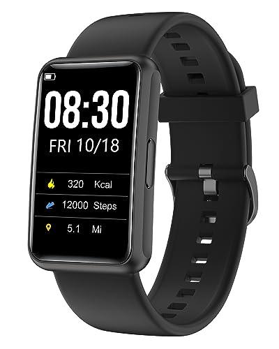 Cloudpoem Fitness Tracker No Bluetooth No APP/Phone Required, Fitness Watch for Men Women Parents Pedometer Watch with Sleep Tracker Steps Counter Alarm Clocks IP68 Waterproof (Black) - color: Black