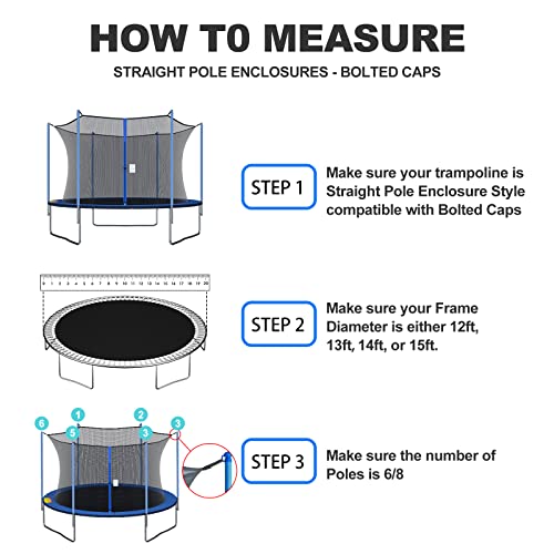 NONMON Trampoline Replacement Safety Net 12ft 13ft 14ft 15ft - size: 13ft 6 pole