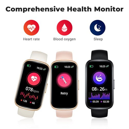 Fitness Tracker Smart Watch, 1.47" Full Touch Health Tracker with 24/7 Heart Rate & Blood Oxygen Monitor, Sleep Tracker, 3ATM Waterproof Step Tracker Activity Tracker for Women Men, Deep Black - color: Deep Black