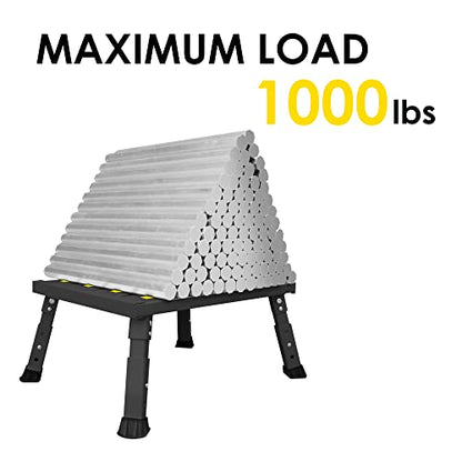 Adjustable RV Step Stool, Wide Platform, Foldable Legs, Black - color: Black