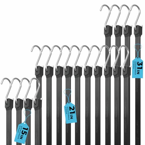XSTRAP STANDARD Multiple Size Natural Rubber Bungee Cords 20PK Tarp Straps - size: 15''+21''+31''