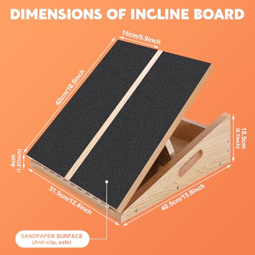 Professional Slant Board for Calf Stretching, Adjustable Wooden Calf Stretcher Incline Board, Calf Stretch Board for Squats Leg Knees Heel Ankle Stretching