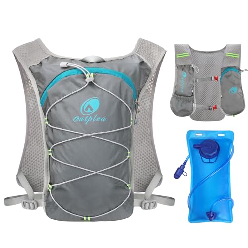 Ouplea Small Running Hydration Backpack Hydro Vest with 2L Water Bladder - color: Grey