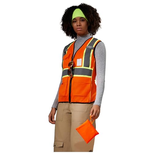 AYKRM 11 color Ladies High Vis Reflective Safety Vest for Women - color: Orange, size: XX-Large