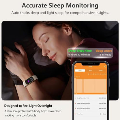 FITVII Slim Fitness Tracker for Women Men, Fitness Watch for Android iOS - color: Off white