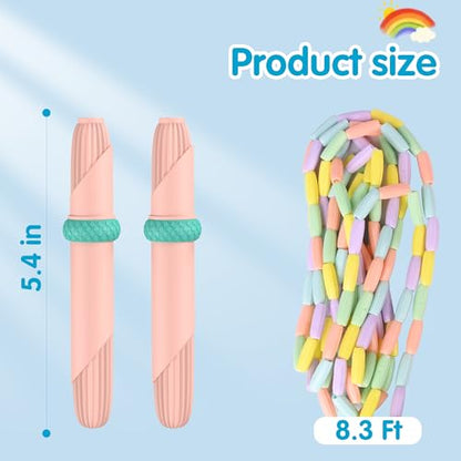 Beaded Jump Rope 1 Pack/2 Pack, ACEONE Segmented Skipping Rope for Kids Adults, Adjustable Tangle-Free Toddler Jumping Rope for Fitness Exercise Training - color: Pink