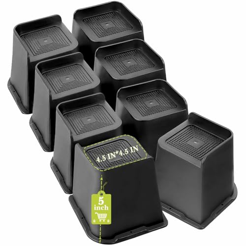 Bed Risers 1 inch, 2 inch, 3 inch, 4 inch, 5 inch, 6 inch, 8 inch Heavy Duty, Oversized Furniture Riser for Couch Sofa Table Chair Leg Frame Dorm, Support up to 6000 Lbs (Black 8 Pack, 5 inch) - color: Black 8 Pack, size: 5 Inch
