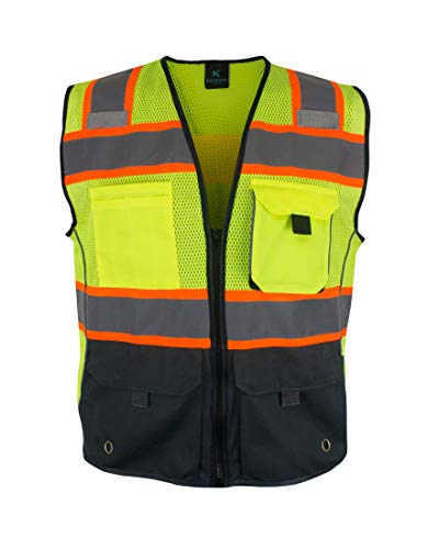 Kolossus High Visibility Safety Vest Front Pockets Silver Orange Reflective Tape for Men and Women Class 2 - size: X-Small