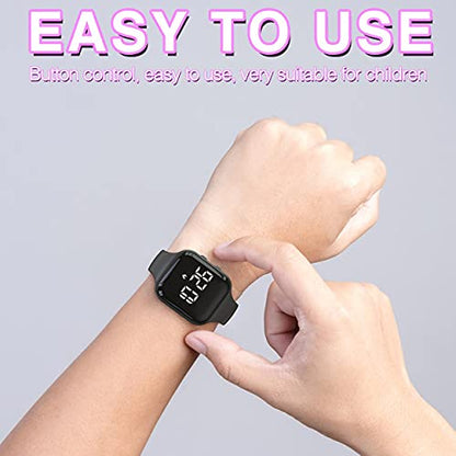 Non-Bluetooth Led Fitness Tracker Watch,Digital Pedometer Watch,with Step Counting/Distance/Calories/Stopwatch/Alarm Clock, Great Gift for Kids Teens Girls Boys Xmas - color: Square - purple