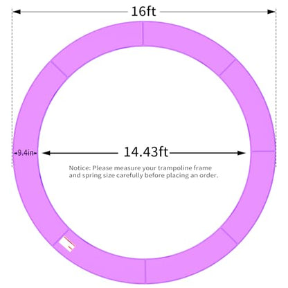 ACWARM HOME 16FT/15FT/14FT/12FT/10FT Trampoline Safety Pad Replacement, Round Trampoline Spring Protection Cover, Fits 16FT/15FT/14FT/12FT/10FT Frames, Water-Resistant Trampoline Accessories - color: Purple, size: 16FT