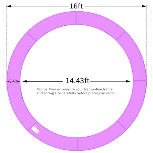 ACWARM HOME 16FT/15FT/14FT/12FT/10FT Trampoline Safety Pad Replacement, Round Trampoline Spring Protection Cover, Fits 16FT/15FT/14FT/12FT/10FT Frames, Water-Resistant Trampoline Accessories - color: Purple, size: 16FT