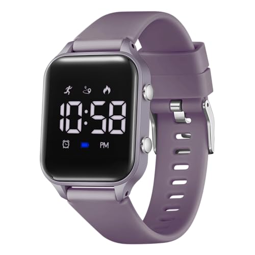 LAVAREDO Kids Digital Watches for Boys Girls,Waterproof Sport Watch with Pedometer Stopwatch Vibration Alarm for Ages 5-13,No App Fitness Tracker Watch for Kids Teens Birthday Gifts - color: 10-DarkGray