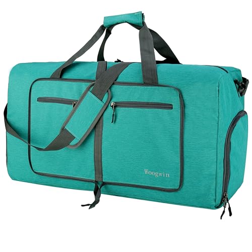 Woogwin Travel Duffel Bag Large Foldable Waterproof Overnight Bag for Beach Swim Bags Pool Sports Gym - color: 60L SnowGreen