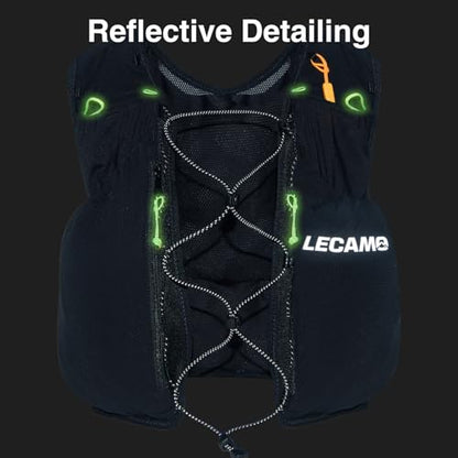 ROOT5 Running Hydration Vest 5L with 2 x 500ml Soft Flasks, Lightweight Running Vest with Water Bottles for Men and Women, Trail Running Pack - color: Black, size: Large