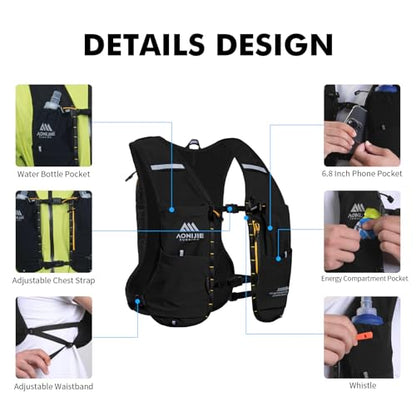 AONIJIE Running Hydration Vest for Men & Women,Running Water Bottle 2PCS 250ml/8.5oz Soft Flask