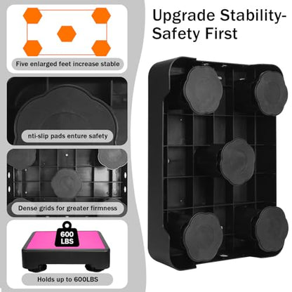 Adjustable Step Stool for Adults - Noctilucent Bed Step Stools, 600 LBS Capacity Non-Slip Safety Step Platform Indoor and Outdoor for Seniors and Adults, Wide Step Stools Elderly Assistance at Night