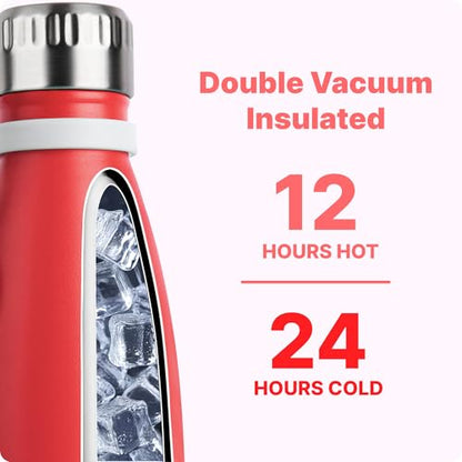 Kids Water Bottle-12 oz Leak Proof Insulated Water Bottle with Carry Rope - color: Canyon Red, size: 12 Ounces