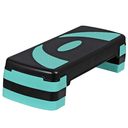 Non-Slip 31 Inch Aerobic Exercise Step Platform 4"-6"-8" Height Adjustable Risers for Home Gym Cardio Training Fitness Workout Stepper Trainer - color: Green