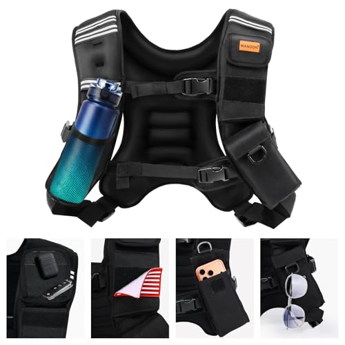 WANOON Weighted Vest for Men Women, 8lb/12lb/16lb/20lb/30lb/40lb Fixed Weight, Plus Size Fitness Vest with Phone Pocket & Reflective Strips for Walking Running Rucking Strength Training - size: 20lb