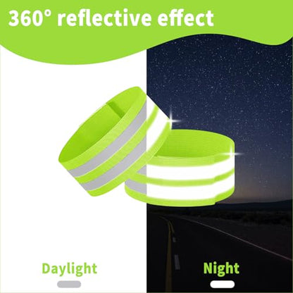VVS 8 Pack of High Visibility Reflective Bands Wristbands for Cycling Running Arm Wrist Ankle Bands Leg Straps and as Bike Pants Cuff Clip