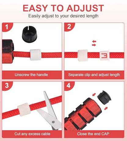 Jump Rope for Women Men, Fitness Jumprope for Women Workout, Adjustable Adult Exercise Skipping Rope - color: Red
