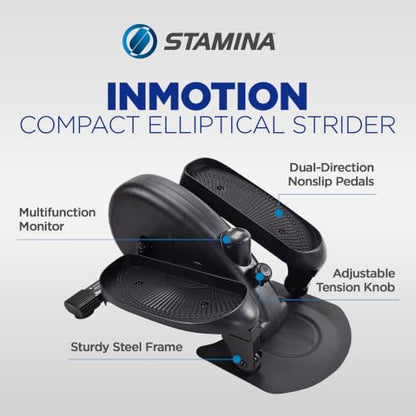 Stamina Inmotion Compact Strider Foot Exercise Machine - Under Desk Elliptical - Standing or Seated Elliptical Fitness Equipment - color: Black