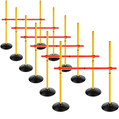 Adjustable Height Agility Speed Hurdles with Rubber Base, Training Equipment Set for Soccer, Track and Field, Detachable Agility Poles - size: 3.3 FT, style: Pack of 6