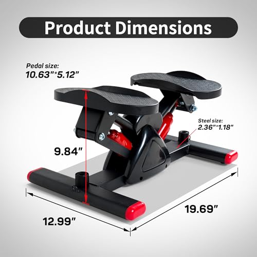 Leikefitness Steppers for Exercise Mini Stair Stepper, Cardio Workout Equipment, Twist Stair Stepper with Resistance Bands Up-Down Motion for Full Body Workout Exercise Equipment for Home