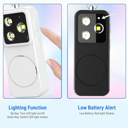 Safety Alarm Light for Women, USB Rechargeable Keychain Siren 150dB 4 Lighting Modes 500mAh for Night Walking Running Travel Camping Emergency (Black) - color: Black