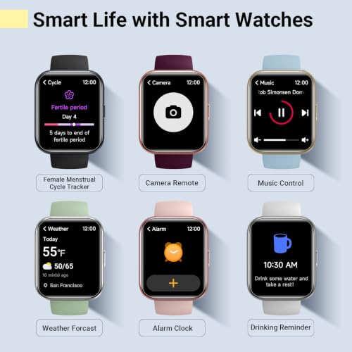 Quican Smart Watches for Men Women, Compatible with iPhone & Android - color: Sky Blue