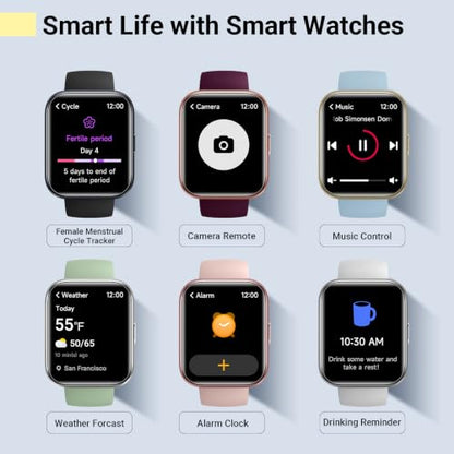 Quican Smart Watches for Men Women, Compatible with iPhone & Android - color: Sky Blue