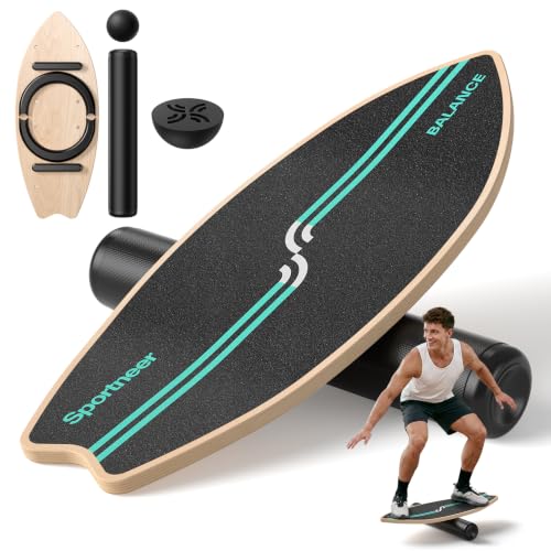 Sportneer Surf Balance Board, 8-in-1 Wooden Wobble Board - color: Turquoise