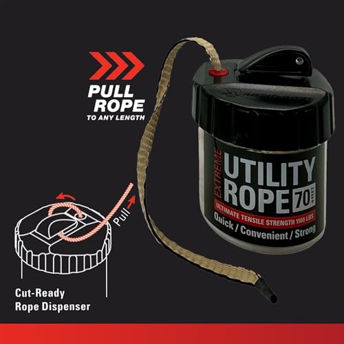 Rapid Rope Canister, 70ft Tan Tactical Paracord, 1100lb Test, USA Made - size: 70ft, style: Tan
