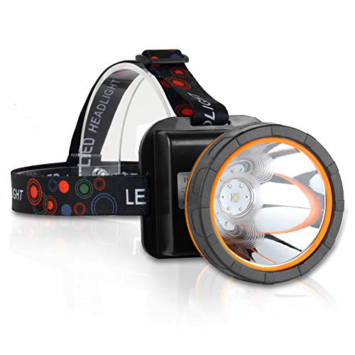 Coon Hunting Light, Super Bright LED Headlamp with 2 Light Modes, Waterproof & Rechargeable Hard Hat Headlight, Adjustable Gold Miner Torch for Hunting, Fishing, Hiking, Camping, Outdoor Adventure - color: Black-White Light