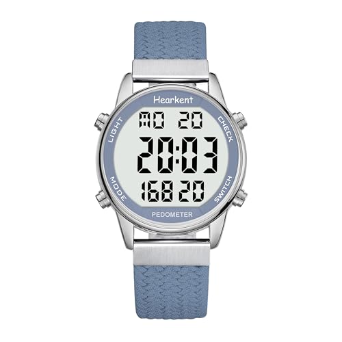Hearkent Pedometer Watch,Step,Mileage&Calorie Tracker,Large Numbers - color: Blue