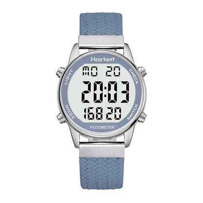Hearkent Pedometer Watch,Step,Mileage&Calorie Tracker,Large Numbers - color: Blue