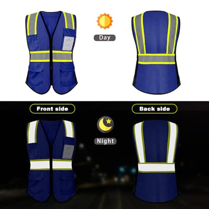 Safety Vest for Women 9 pockets Womens Safety Vest, Blue 2XL - color: Blue, size: XX-Large
