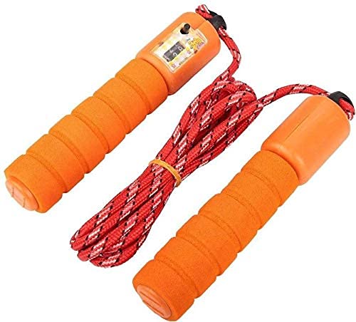 Plastic Adjustable Jump Rope with Counter for Fitness Training, Skipping Rope for Men & Women - color: Orange
