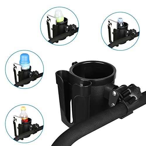 Accmor Stroller Cup Holder with Phone Keys Holder, 3-in-1 Universal Cup Holder, Drinks Bottle Holder for Stroller, Bike, Wheelchair, Walker, Scooter - color: Black