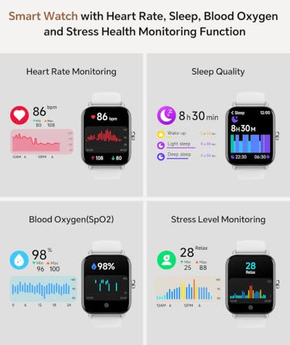 Smart Watch for Women/Men, Bluetooth Calling, Alexa built-in, iOS Android - color: White