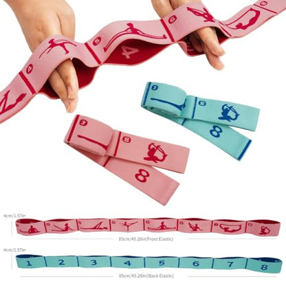 Multi‑Loop Nylon Yoga Stretching Belt, Anti‑Slip Fitness Resistance Band, Elastic Workout Strap for Yoga Pilates Dance Gymnastics Training, Physical Relax & Flexibility Exercise Accessory