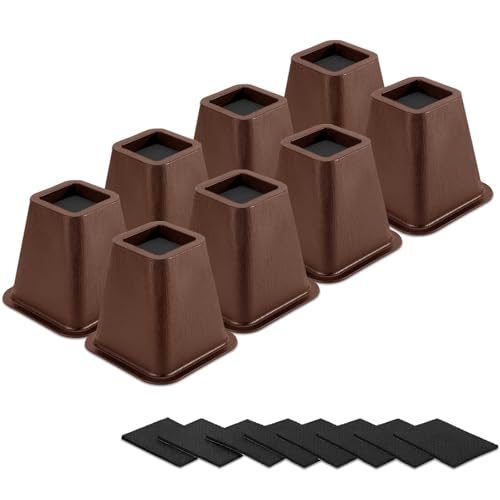 8 Pack Furniture Risers 6 Inch, Bed Risers Heavy Duty for Table Desk Couch Chair Sofa Cabinet Bed Frame Dorm, Square Table Leg Risers Lift Height 6", Chocolat Brown - color: Chocolat Brown 8 Pack, size: 6 Inch