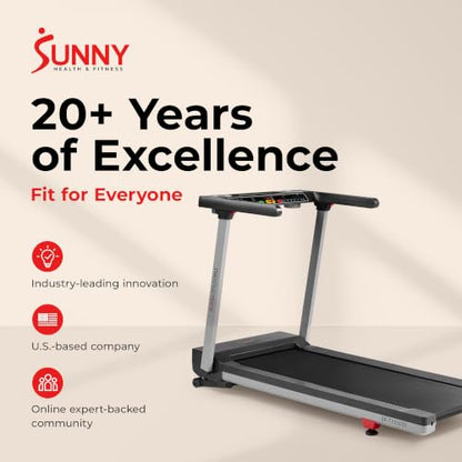 Sunny Health & Fitness Fully Assembled Auto Incline Treadmill for Home Gym