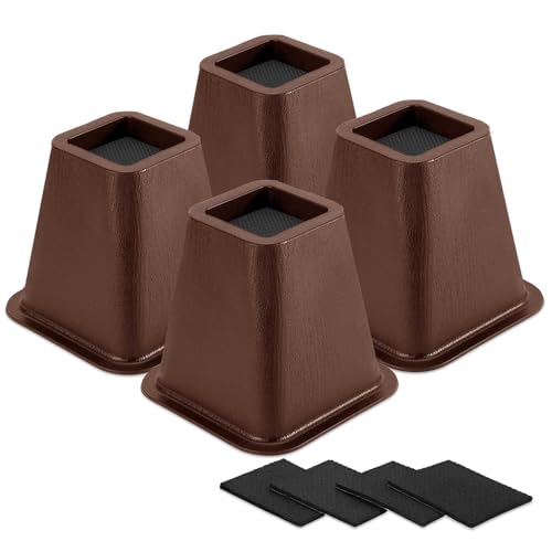 4 Pack Furniture Risers 6 Inch, Bed Risers Heavy Duty for Table Desk Couch Chair Sofa Cabinet Bed Frame Dorm, Square Table Leg Risers Lift Height 6", Chocolat Brown - color: Chocolat Brown 4 Pack, size: 6 Inch
