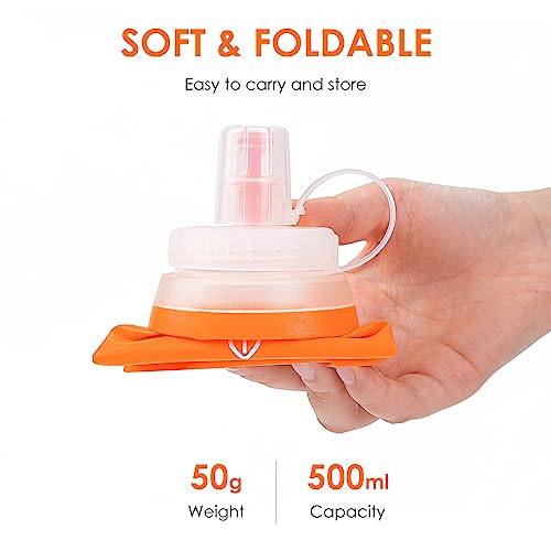 UTOBEST Soft Flask 500ml*2, Collapsible Hydration Water Bottle - color: Orange-500ml*2-40mm