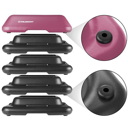 Philosophy Gym Aerobic Exercise Adjustable High Step Platform, with 4 Risers Included - color: Pink