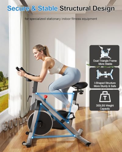 MJWW Magnetic Exercise Bike with Smart App, Stationary Indoor Cycling Bike for Home Workout, 32-Level Quiet Belt Drive, 300 lbs Heavy Duty Capacity Cycle with Comfortable Fully Adjustable Seat