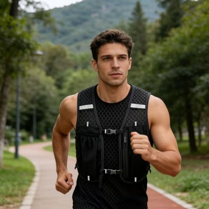 Running Vest with 2L Water Bladder, Reflective Hydration Backpack Lightweight Athletic Wear for Women Men Hiking Cycling Climbing Camping Biking Jogging Trail Race