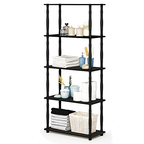 Furinno Turn-N-Tube 5-Tier Multipurpose Shelf / Display Rack / Storage Shelf / Bookshelf, Classic Tubes, Espresso/Black - color: Espresso/Black, size: 5-Tier Classic Tube